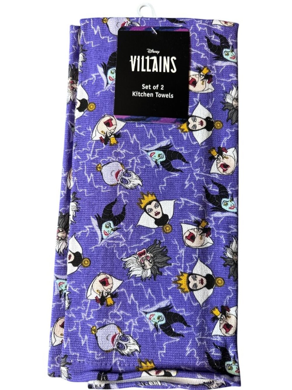 Disney Villains Purple Kitchen Towels Set Of 2 Featuring Iconic Characters
